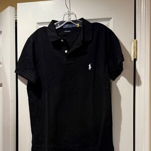 Ralph Lauren Black Polo Shirt with White Pony Logo